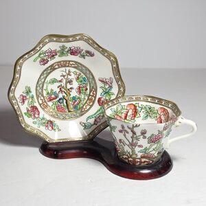 Coalport Teacup and Saucer Indian Tree Vintage